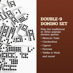 Alex Cramer The Nines Double 9 Domino Set. American-Made Solid Walnut Case Holds Our 55-Piece Set of Dominoes (Double Nine Domino Set for Adults)