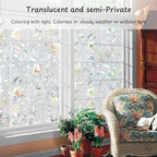 NINETREX Window Privacy Film,3D Stained Glass Window Film,Decorative Window Covering Sun Blocking Vinyl Static Cling Anti-UV Heat Control for Home Decor,Tulip 23.6 x 78.7inch