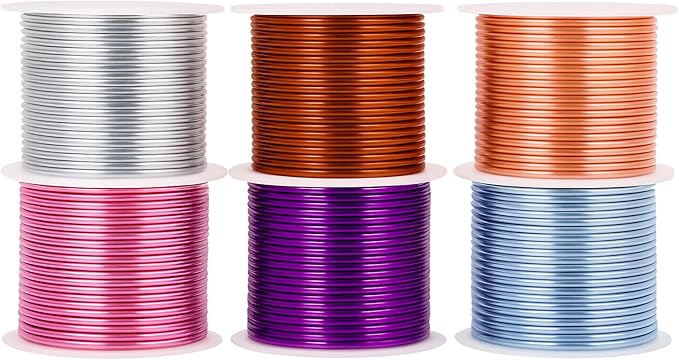 Mandala Crafts 13 Gauge Anodized Aluminum Craft Wire for Jewelry Making - 300 FT Colored Flexible Silver Copper Purple Pink Brown Ice Blue Wire - Bendable for Bonsai Armature Crafting Sculpting