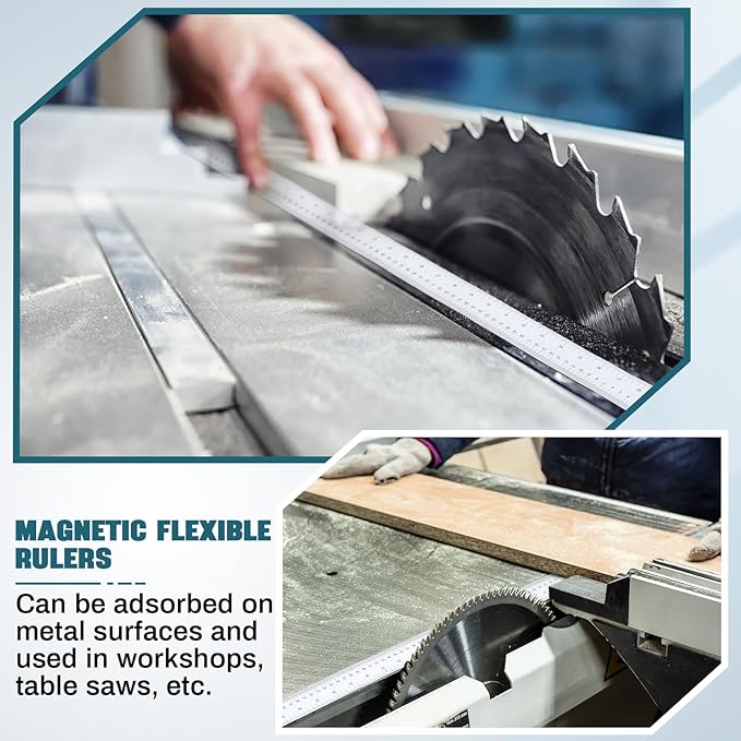 2 Pcs 39.37 Inch Magnetic Ruler Flexible Magnetic Ruler Magnet Measuring Tape with Both Inches and Centimeters, Suitable for Whiteboard, Lathes, Workshops, Table Saws, Mills, Easy to Take