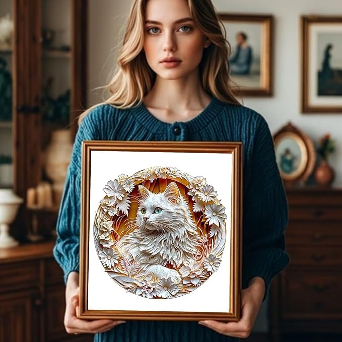 Wooden Puzzles Adults, 3D Cute Cat Wooden Puzzles 200 Pieces, Unique Animal Shaped Wood Challenging Jigsaw Puzzles Gifts for Adults, 11.4x11.4in