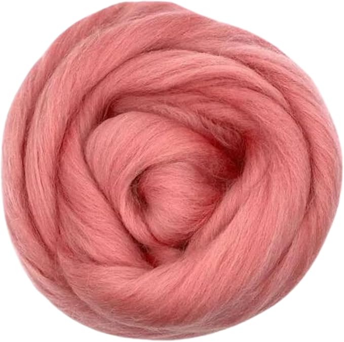Revolution Fibers Dyed Corriedale Wool | 8.2 Ounces of Premium Combed Wool Top | 26 Micron, 100% Pure Corriedale Wool Roving, Ethically Sourced (Salmon Pink)