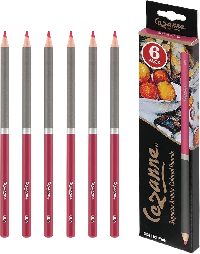 Creative Mark Cezanne Premium Colored Pencils Hot Pink 6 Pack - Highly-Pigmented Drawing Pencils - Coloring Pencils for Drawing, Blending, Coloring, and More