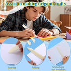 9 PCS Bone Folder and Scoring Tool Plastic Paper Folding Tool Bone Origami Creaser Book-Binding Leather Burnishing Card Making for Folding Scoring Creasing Origami Scrapbooking