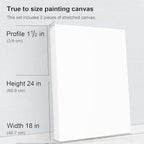 PHOENIX 18x24 Inch 2 Pack Gallery Canvas - 1.5 in Thick Large Canvases for Painting - Deep Edge 100% Cotton 11 Oz. Gesso Primed White Blank Professional Canvas Oil & Acrylic Paints