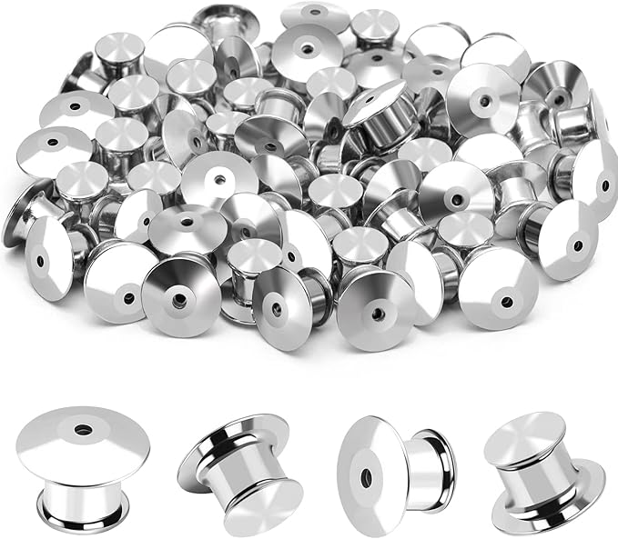 20PCS Locking Pin Back Locking Pin Keeper Clasp, Metal Pin Backing for Brooch Enamel Lapel Pin Lock
