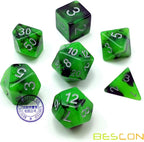 Bescon Two-Tone Glow-in-The-Dark Polyhedral Dice Set Spooky Rocks, Luminous RPG Dice Set d4 d6 d8 d10 d12 d20 d% Brick Box Pack