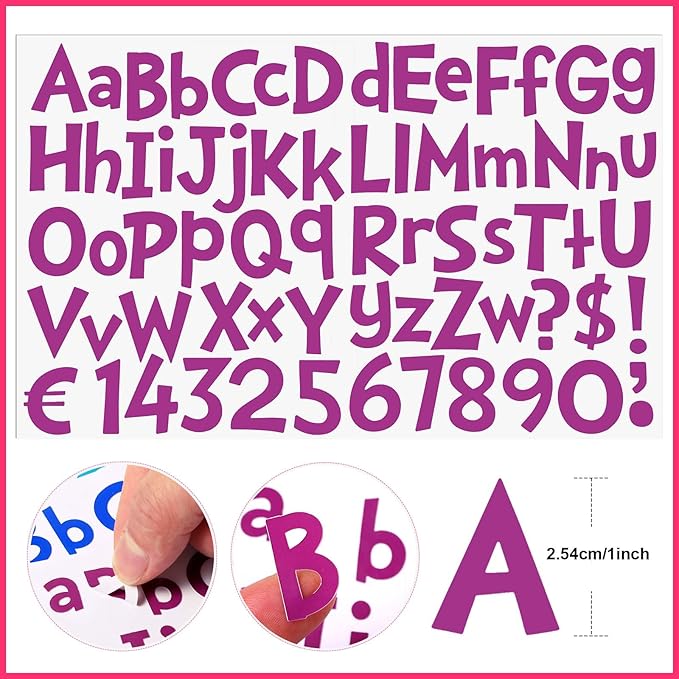 TaoBary 544 Pcs 2 Inch 16 Sheets Large Letter Stickers, Upper and Lower Case, Adhesive Vinyl Alphabet Sticker for Bulletin Board, Poster, Bottle, DIY, Notebook(Colorful,1 Inch)