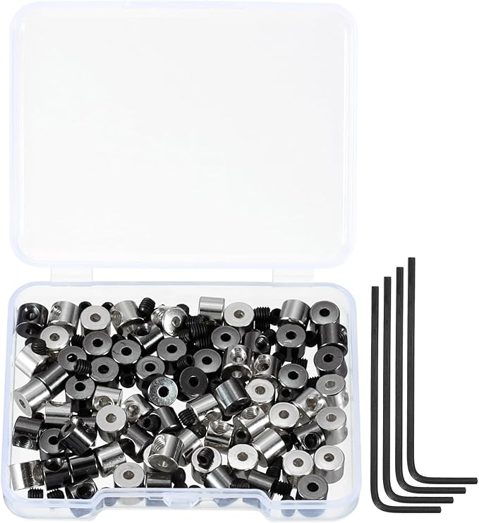MECCANIXITY 70 Pcs Metal Locking Pin Backs, Locking Pin Keepers Locking Clasp 5mm(H) with 4 Wrench Replacement in Storage Case for Badge, Brooch, Black, Silver Tone