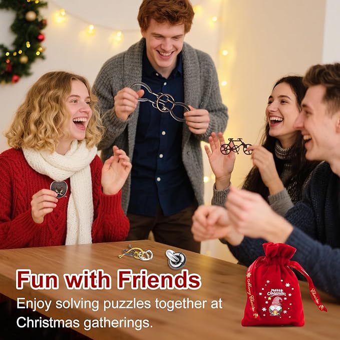 9 PCS Metal Brain Teaser Puzzles Logic Metal Puzzle for Adult Toy Lock Puzzles Gift for AdultsTeenagers (9 PCS Edition X)