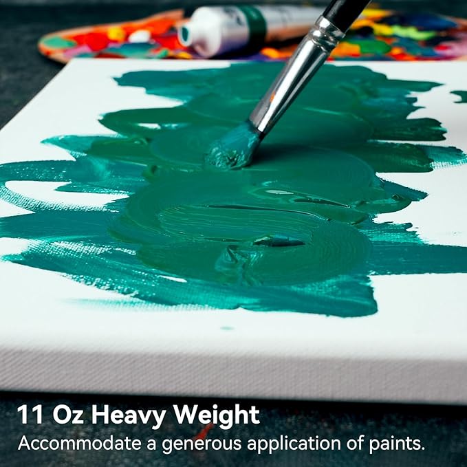 PHOENIX 10x10 Inch 4 Pack Artist Canvas - Square Stretched Canvases for Painting - 3/4 Inch Profile, 100% Cotton 11 Oz. Gesso Primed White Blank Professional Canvas Oil & Acrylic Paints