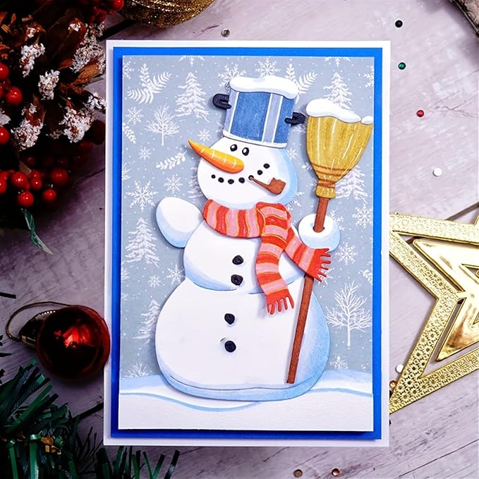 Festivals Metal Cutting Die for Scrapbooking, Christmas Cut Stencils for DIY Scrapbook Photo Album Decorative Paper Card, Card Making Supplies, Embossing (Snowman 4.2 x 3.9 in)