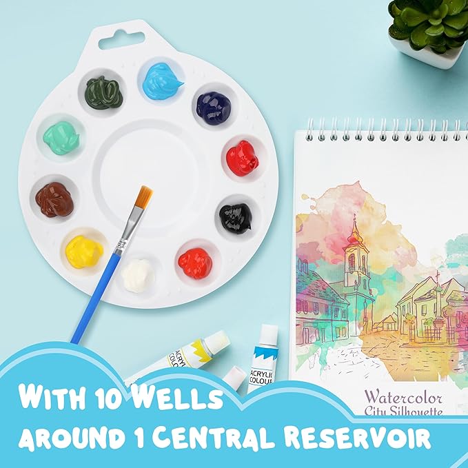 Paint Tray Palettes, Plastic Paint Pallets with Hanging Hole for Kids or Students to Paints on School Project, Art Class or Have a Birthday Painting Party -12pcs
