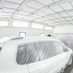 HARFINGTON 3 Rolls Pre-Taped Masking Film 43.3" x32.8ft Double Adhesive Tape and Drape Painters Plastic Drop Cloth Film with Tape Plastic Sheeting for Automotive Painting Covering