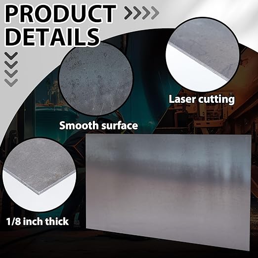 Hicarer 24 x 36 Inch A36 Carbon Steel Sheet 0.08" Thickness Length 14 Gauge Hot Rolled Steel Plate for Automotive Sheet Metal, Furniture or Industrial, Unpolished (Mill) Finish
