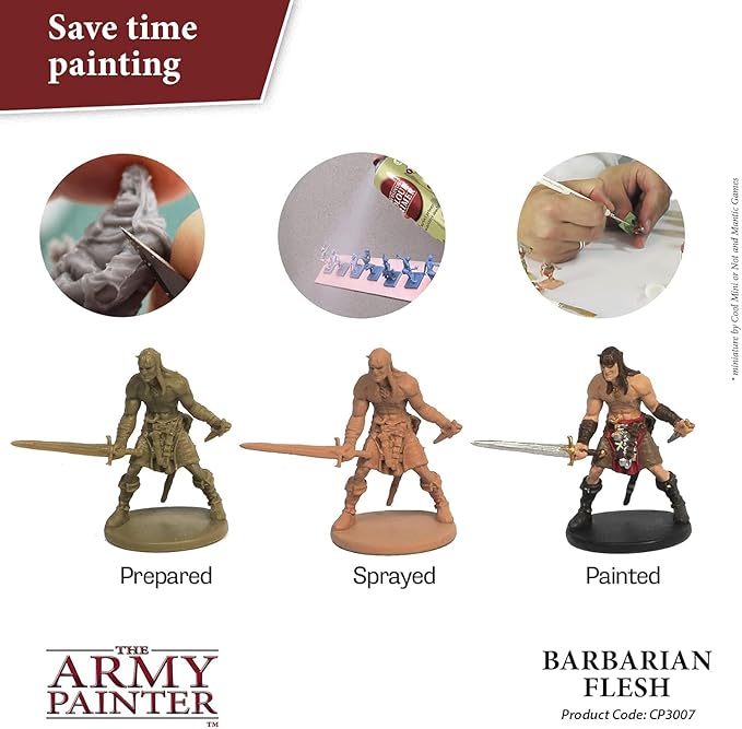The Army Painter Color Primer Spray Paint, Barbarian Flesh, 400ml, 13.5oz - Acrylic Spray Undercoat for Miniature Painting - Spray Primer for Plastic Miniatures