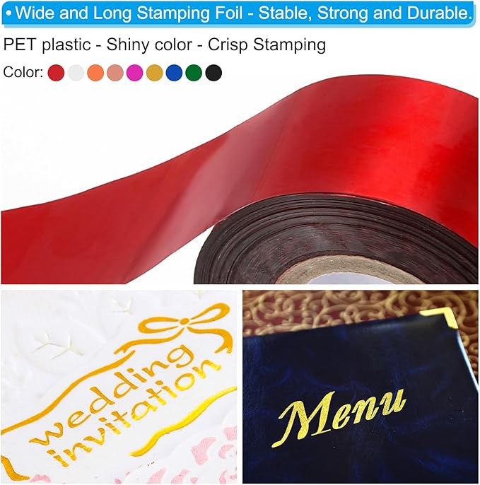 PATIKIL 1.6"x400Ft Hot Stamping Foil Paper,Heat Transfer Hot Stamping Paper Foil Roll for Leather DIY Logo Decor Craft Gift Card Package Scrapbook,Gold