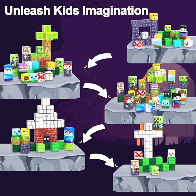150 PCS Magnetic Building Blocks for Kids, Montessori Magnetic Toys, Build Zombie Island Set, STEM Toddler Sensory Building Blocks for Boys Girls 3 4 5 6 7 8 9 10th Birthday Gift