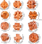 18 Pack Wooden Brain Teaser Puzzles Wooden Burr Puzzles Brain Teaser Puzzle with Gift Packing Box Magic Puzzle Games Toys for Kids and Adults by AHYUAN (Natural Wood)