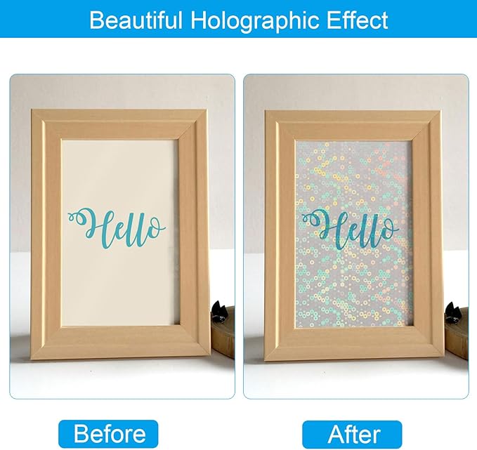 PATIKIL 8.3x5.8" Holographic Sticker Paper, 20Sheets A5 Polypropylene Self-adhesive Transparent Waterproof Laminate Overlay Film for Photo Cards Scrapbook Decorations, Circle