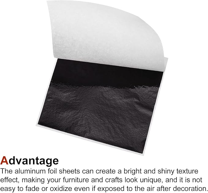 MECCANIXITY Gold Leaf Foil Sheet, Black Leaf Papers, 3.3 x 3.1inch for Art Decoration, Sculptures, Painting, Pack of 100