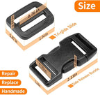 3/4" Buckles and Straps Set: 6 Yards of Thick Nylon Webbing, 6-Pack Quick Side Release Adjustable Plastic Buckles, 12 Tri-Glide Slide Clips(3/4 Inch Combo Set)