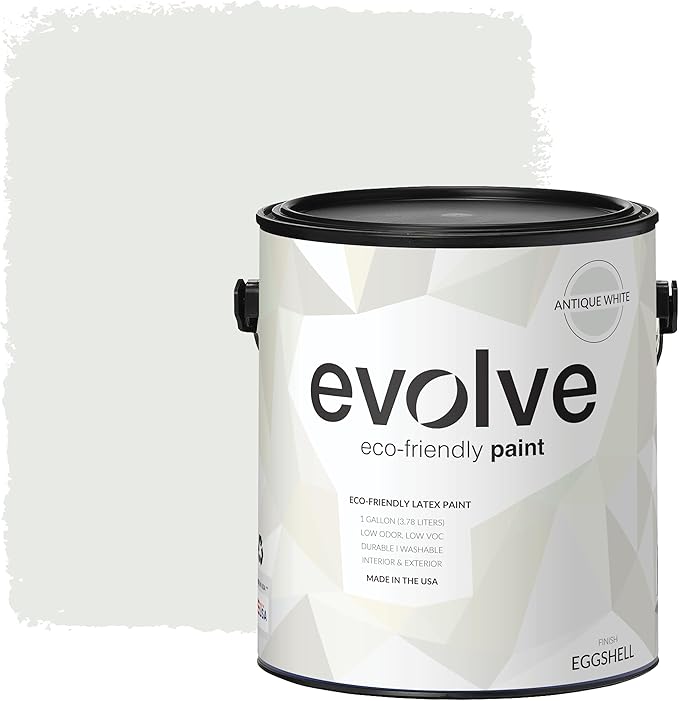 EVOLVE Paint & Primer: Environment-friendly, Low Sheen with One-coat Coverage for Interior & Exterior surfaces (Antique White, 1-Gallon)