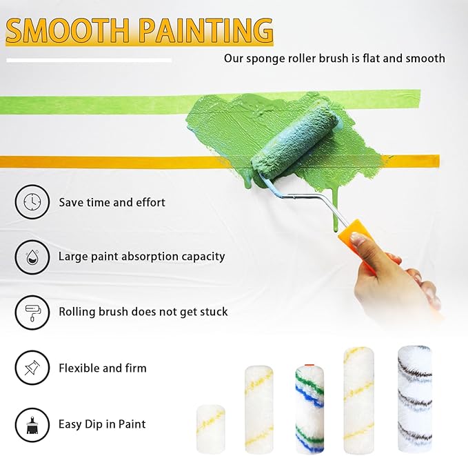 10 Pieces Paint Roller Cover, 6 inch Microfiber Roller Covers, Washable Covers for Roller Frame, House Painting Supplies, Naps for Paint Roller Brush for Painting Walls Ceilings