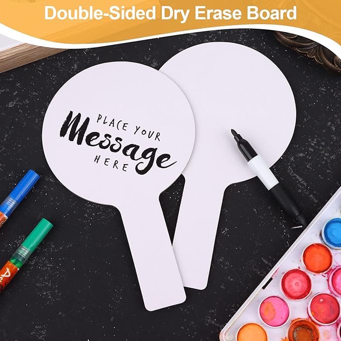 50 Pieces Dry Erase Answer Paddles Handheld Double Sided Paddles Mini White Boards Small White Board Dry Erase Signs Auction Paddles for Students Classroom Voting Bridal Shower Games