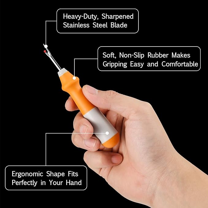 Mudder 5 Pieces Seam Ripper for Sewing Ergonomic Seam Ripper Colorful Large Thread Remover Stitch Tool Handy Thread Picker for Sewing Crafting Embroidery Removal Tool, 5 Colors