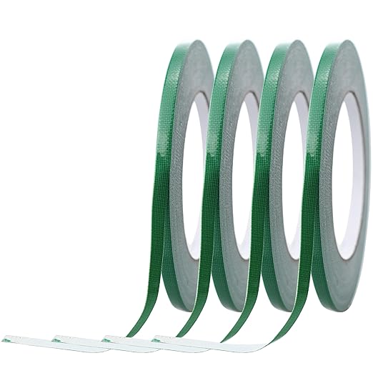 4 PCS Green Floral Tape, 0.25" Flower Stem Wrap Tapes, Waterproof Florist Tape - Multipurpose Adhesive Florist Tapes for Binding Fresh, Flower Bouquets and Floral Craft (98Ft/33Yd/Roll)