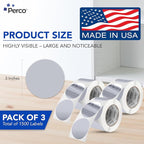 Perco Metallic Silver 3" Round Circle Dot Sticker Labels for Wedding Invitations - Multi-Roll Pack (3 Rolls, 500 Labels Each) - Permanent Adhesive, Vibrant Colors, Perforated for Easy Use, Made in USA