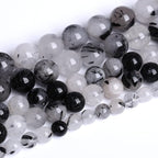 90pcs 4mm AAA Natural Black Quartz Rutilated Beads Round Loose Beads for Jewelry Making DIY Bracelet Crystal Energy Healing Power Stone (Black Rutilated Quartz Crystal, 4mm)