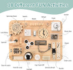 Potatomato Montessori Large Busy Board for 1 2 3 4 Year Old- Wooden Sensory Toys -Fidget Activity Board for Toddlers Boys and Girls- Motor Skills Gifts for ADHD & Autistic Children Kids