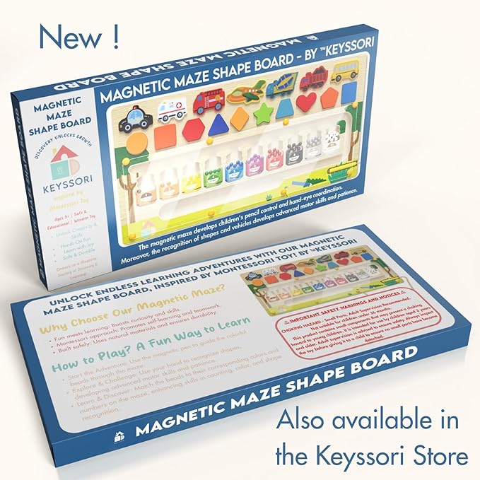 Magnetic Maze Board for Kids Age 3-5, Montessori Educational Wooden for All Toddlers 3 Busy Board, Preschool Learning Adventure, Fine Motor Skills, Fruits Colors Puzzle, Autism-Friendly Toy