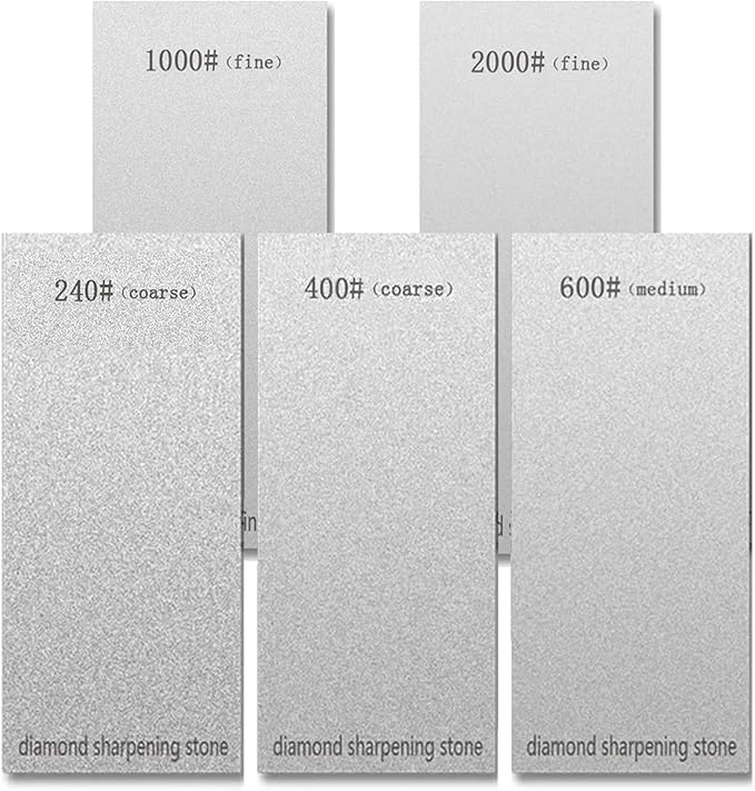 5 Pieces Diamond Sharpening Stone, Diamond Knife Sharpener Plate, Honing Whetstone for Kitchen, Sharpening Dull, Blunt or Tired Edges for Knives and Chisels