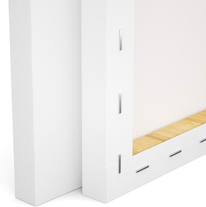 GOTIDEAL Stretched Canvas, 11x14 Inch Set of 7, Primed White - 100% Cotton Artist Canvas Boards for Painting, Acrylic Pouring, Oil Paint Dry & Wet Art Media