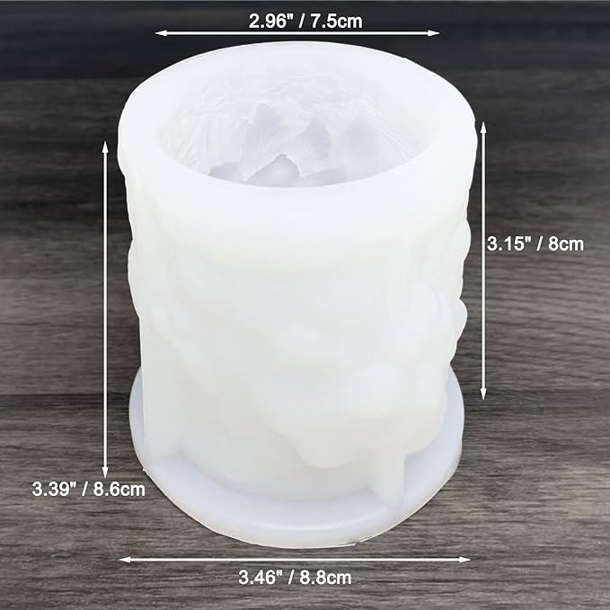 Flower Cylinder Candle Mold Floral Leaf Pillar Thick Silicone Mold for Candle Making Soaps Resin Clay Home Decoration Crafts DIY (Style-1)