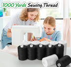 ilauke Sewing Thread, 12 Spools 1000 Yards Each Black Polyester All Purpose Thread, Sewing Machine Supplies fo Beginners/Hand Sewing/Hand Stitching, Quilting