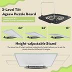 1500 Pieces Puzzle Board 3-in-1 Double-Sided & Rotating & Tilting, Plastic Puzzle Table with Sorting Boxes and PVC Cover, Portable Lazy Susan Jigsaw Puzzle Board for Adults, Gray Green