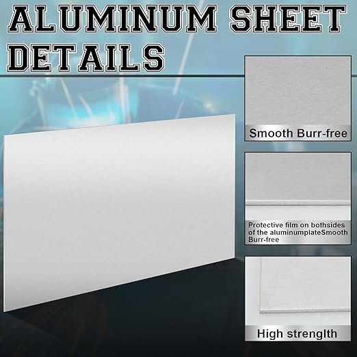 2 Pack 5052 Aluminum Sheet Metal 12" x 24" Aluminum Plate 1/8 (0.125'') Inch Thickness Rectangle Metal Panels for Industry Crafting Handcraft DIY Projects