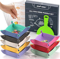 Newverest All-You-Need Puzzle Set: 8 Puzzle Sorting Trays for up to 2000 Pieces, 6 Glue Sheets, 1 Large Scraper & 2 Adhesive Hangers in Gift-Ready Packaging – Must-Have Saver Kit for Puzzle Lovers