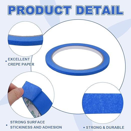 MECCANIXITY Masking Tape 0.2 Inch x 21 Yard Painter's Tape Blue Paint Tapes for DIY Crafts Arts Drawing Decoration Labeling Car Painting Artist Teachers, Pack of 6