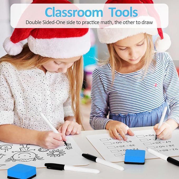 Dry Erase LapBoards, PANDRI 12 Pack Double Sided 12.5 x 9 Inch Whiteboards with 12 Erasers and 12 Markers, Dry Erase Boards for Kids Students Classroom Teacher Supplies