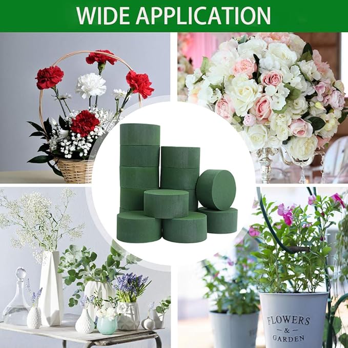 LOMIMOS 20PCS 3''Round Floral Foam Bricks,Wet Florist Floral Foam Block Flower Arrangement Supplies for Wedding Aisle Flowers Party Craft Project Spring Decoration