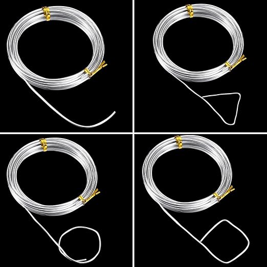 TecUnite Aluminum Craft Wire for Sculpting Armature Bendable Craft Wire for DIY Jewelry Making (2 Roll,Silver,10 M X 1.5 mm)