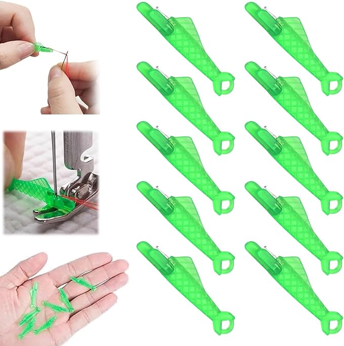 10 Pcs Fish Mouth Sewing Machine Needle Threader,2024 New Upgraded Automatic Sewing Needle Threader,Simple Needle Threader Tool,Quick Sewing Machine Cycle Simple Needle Threader Tool (Green)