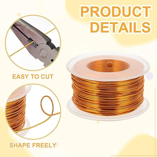 uxcell 18 Gauge / 1mm Anodized Aluminum Wire for Jewelry Craft Making, 102 Feet Bendable Flexible Wire for DIY Home Decor Gardening Sculpture, Gold