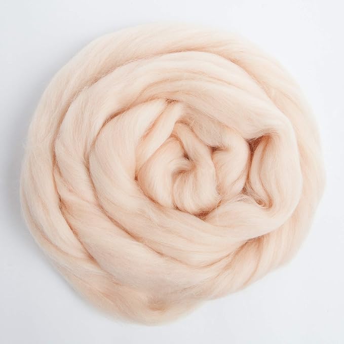 Desert Breeze Distributing 100% Natural Merino Wool Roving - Premium Combed Top Merino Roving Wool - Tapestry, Spinning, Wet Felting & Needle Felting Supplies - 21.5 Micron - 1 oz, Color Vanilla