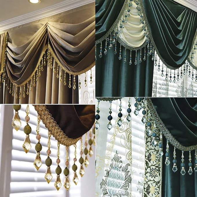 3yards Beading Fringe Trimming Long Beads Tassel Curtain Trim Ribbon Trim for Cover Edge Decorative (Orange)